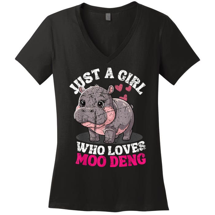 Just A Girl Who Loves Moo Deng Women's V-Neck T-Shirt