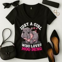 Just A Girl Who Loves Moo Deng Women's V-Neck T-Shirt