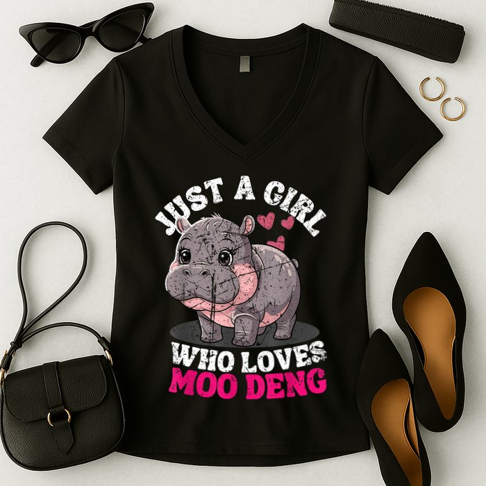 Just A Girl Who Loves Moo Deng Women's V-Neck T-Shirt