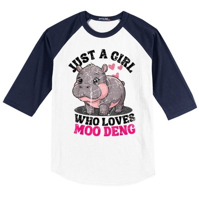 Just A Girl Who Loves Moo Deng Baseball Sleeve Shirt