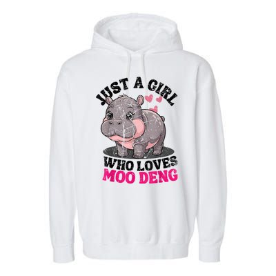 Just A Girl Who Loves Moo Deng Garment-Dyed Fleece Hoodie