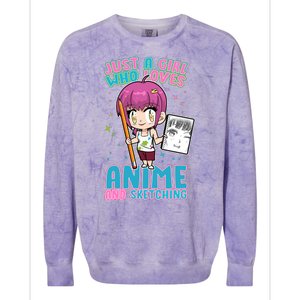 Just A Girl Who Loves Anime And Sketching Colorblast Crewneck Sweatshirt