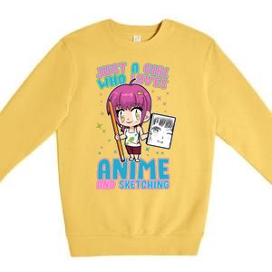 Just A Girl Who Loves Anime And Sketching Premium Crewneck Sweatshirt