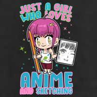 Just A Girl Who Loves Anime And Sketching 7 Panel Mesh Trucker Snapback Hat