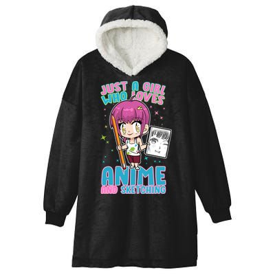 Just A Girl Who Loves Anime And Sketching Hooded Wearable Blanket