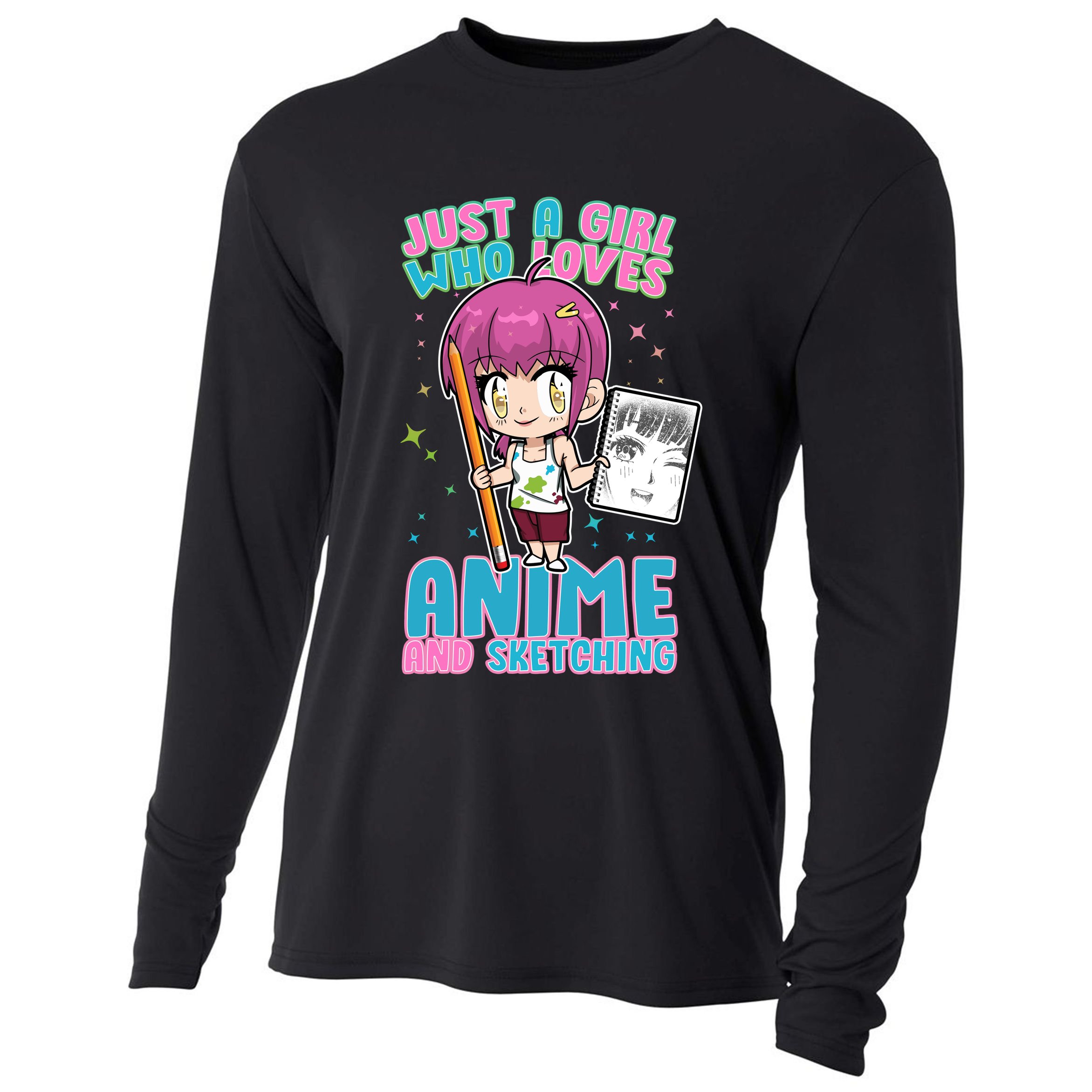 Just A Girl Who Loves Anime And Sketching Cooling Performance Long Sleeve Crew