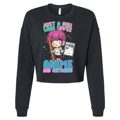 Just A Girl Who Loves Anime And Sketching Cropped Pullover Crew
