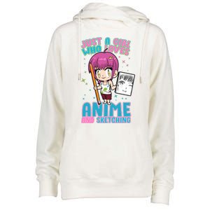 Just A Girl Who Loves Anime And Sketching Womens Funnel Neck Pullover Hood