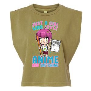 Just A Girl Who Loves Anime And Sketching Garment-Dyed Women's Muscle Tee