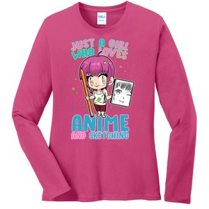 Just A Girl Who Loves Anime And Sketching Ladies Long Sleeve Shirt