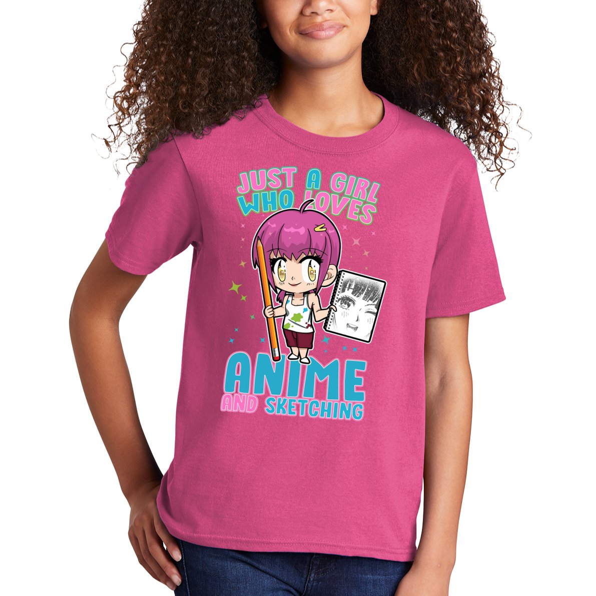 Just A Girl Who Loves Anime And Sketching Kids T-Shirt