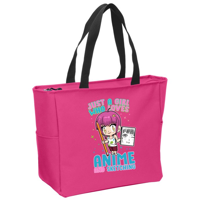 Just A Girl Who Loves Anime And Sketching Zip Tote Bag