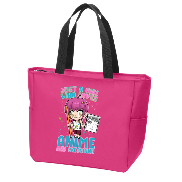 Just A Girl Who Loves Anime And Sketching Zip Tote Bag