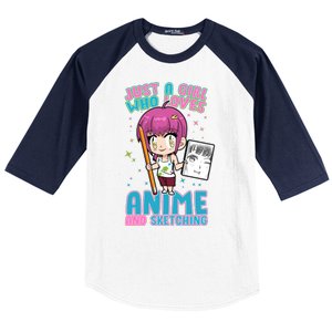 Just A Girl Who Loves Anime And Sketching Baseball Sleeve Shirt