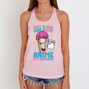 Just A Girl Who Loves Anime And Sketching Women's Knotted Racerback Tank