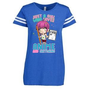 Just A Girl Who Loves Anime And Sketching Enza Ladies Jersey Football T-Shirt