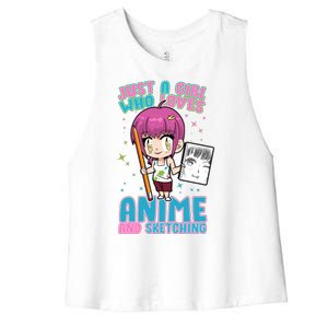 Just A Girl Who Loves Anime And Sketching Women's Racerback Cropped Tank