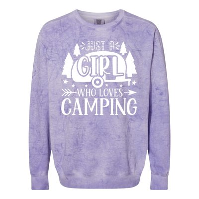 Just A Girl Who Loves Camping Colorblast Crewneck Sweatshirt