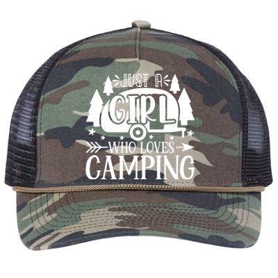 Just A Girl Who Loves Camping Retro Rope Trucker Hat Cap