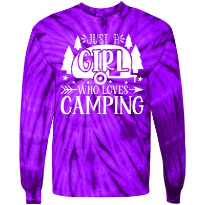 Just A Girl Who Loves Camping Tie-Dye Long Sleeve Shirt