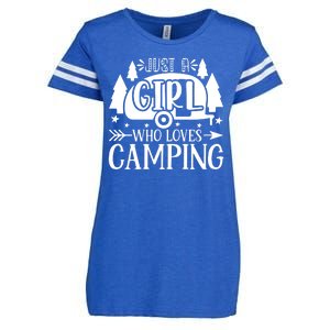 Just A Girl Who Loves Camping Enza Ladies Jersey Football T-Shirt