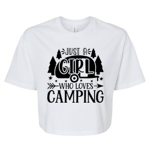 Just A Girl Who Loves Camping Bella+Canvas Jersey Crop Tee