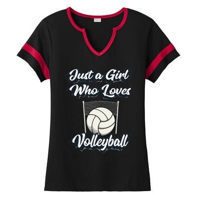 Just A Girl Who Love Volleyball Ladies Halftime Notch Neck Tee