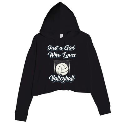 Just A Girl Who Love Volleyball Crop Fleece Hoodie