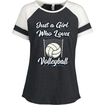 Just A Girl Who Love Volleyball Enza Ladies Jersey Colorblock Tee