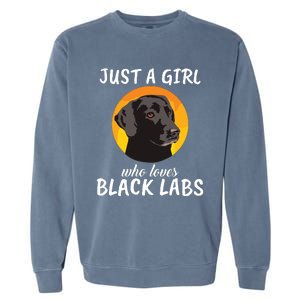 Just A Girl Who Loves Black Labs Clothes Gift Black Labrador Garment-Dyed Sweatshirt