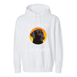 Just A Girl Who Loves Black Labs Clothes Gift Black Labrador Garment-Dyed Fleece Hoodie