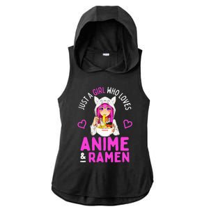 Just a Girl Who Loves Anime and Ra Bowl Japanese Ladies PosiCharge Tri-Blend Wicking Draft Hoodie Tank