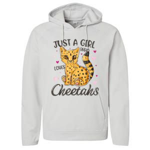 Just A Girl Who Loves Cheetahs Women Cheetah Cat Lover Gift Performance Fleece Hoodie