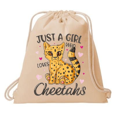 Just A Girl Who Loves Cheetahs Women Cheetah Cat Lover Gift Drawstring Bag