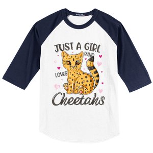 Just A Girl Who Loves Cheetahs Women Cheetah Cat Lover Gift Baseball Sleeve Shirt