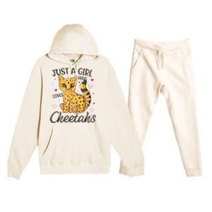 Just A Girl Who Loves Cheetahs Women Cheetah Cat Lover Gift Premium Hooded Sweatsuit Set