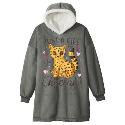 Just A Girl Who Loves Cheetahs Women Cheetah Cat Lover Gift Hooded Wearable Blanket