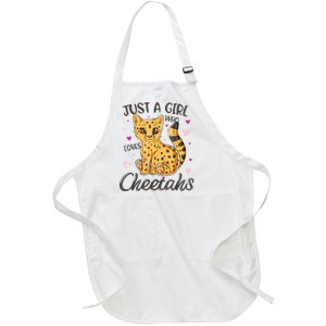 Just A Girl Who Loves Cheetahs Women Cheetah Cat Lover Gift Full-Length Apron With Pockets