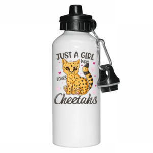 Just A Girl Who Loves Cheetahs Women Cheetah Cat Lover Gift Aluminum Water Bottle