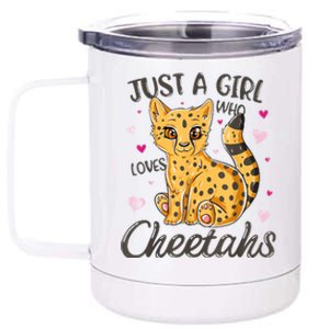 Just A Girl Who Loves Cheetahs Women Cheetah Cat Lover Gift 12 oz Stainless Steel Tumbler Cup