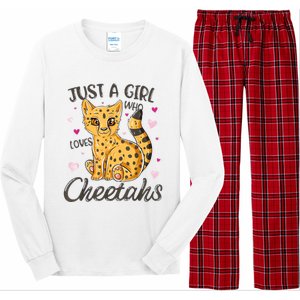 Just A Girl Who Loves Cheetahs Women Cheetah Cat Lover Gift Long Sleeve Pajama Set