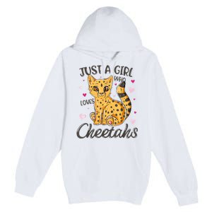 Just A Girl Who Loves Cheetahs Women Cheetah Cat Lover Gift Premium Pullover Hoodie