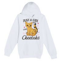 Just A Girl Who Loves Cheetahs Women Cheetah Cat Lover Gift Premium Pullover Hoodie