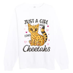 Just A Girl Who Loves Cheetahs Women Cheetah Cat Lover Gift Premium Crewneck Sweatshirt