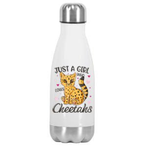 Just A Girl Who Loves Cheetahs Women Cheetah Cat Lover Gift Stainless Steel Insulated Water Bottle