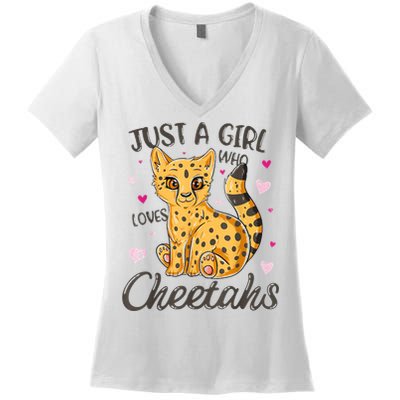 Just A Girl Who Loves Cheetahs Women Cheetah Cat Lover Gift Women's V-Neck T-Shirt