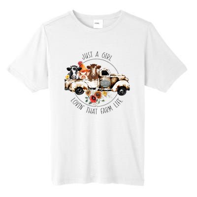 Just A Girl Lovin That Farm Life Animal Farm On Truck Tall Fusion ChromaSoft Performance T-Shirt