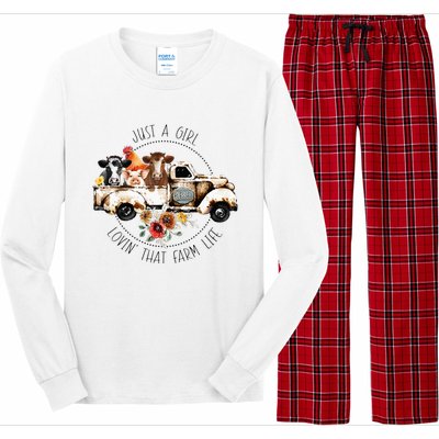 Just A Girl Lovin That Farm Life Animal Farm On Truck Long Sleeve Pajama Set