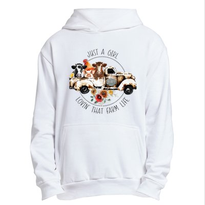 Just A Girl Lovin That Farm Life Animal Farm On Truck Urban Pullover Hoodie