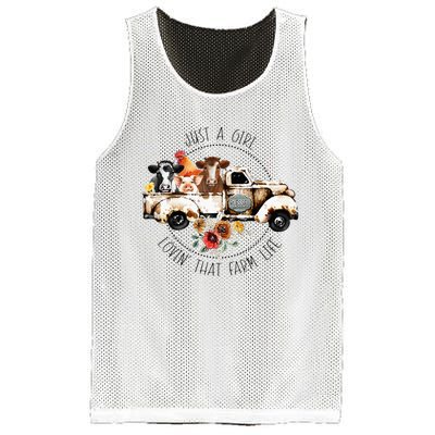 Just A Girl Lovin That Farm Life Animal Farm On Truck Mesh Reversible Basketball Jersey Tank